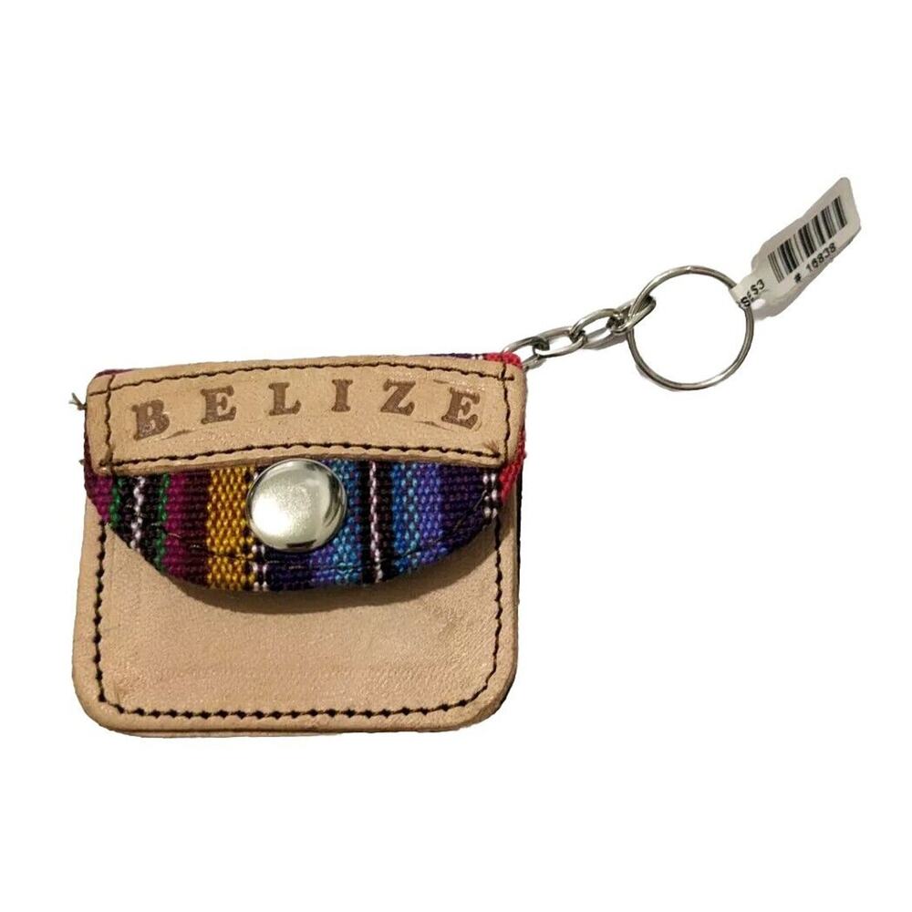 BELIZE Fabric Leather Embossed Wallet Keyring Keychain Multi-Colored New Cute